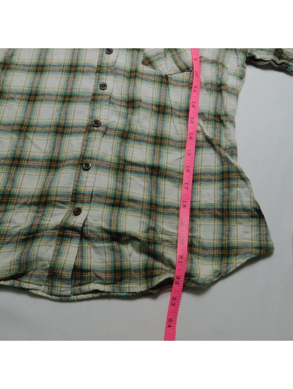 Blue Asphalt Vintage Womens L Flannel Shirt Plaid Button Up Long Sleeve Cotton